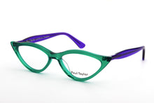 Load image into Gallery viewer, M002 Optical Glasses B27P Bright Transparent Green FRONT with Deep Purple TEMPLES - Paul Taylor Eyewear
