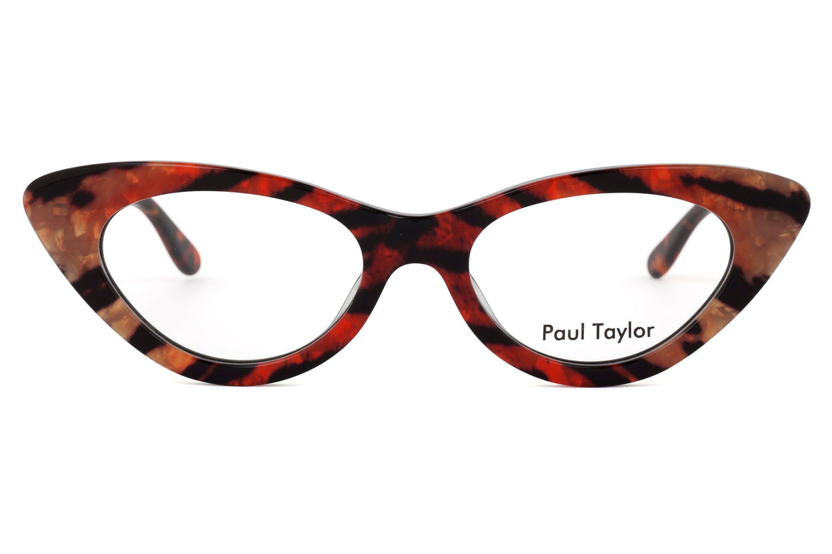AUDREY Optical Glasses Frames K4B Multicoloured Tiger FRONT with Golden Marble & Tortoiseshell Underlay TEMPLES