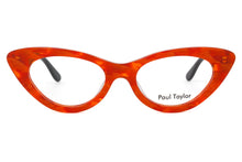 Load image into Gallery viewer, AUDREY Optical Glasses Frames M9 Burnt Orange Mottle FRONT with Tiger TEMPLES - Paul Taylor Eyewear