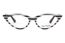 Load image into Gallery viewer, M001 Optical Glasses A1 Horizontal Black & White Striped FRONT with Black TEMPLES - Paul Taylor Eyewear