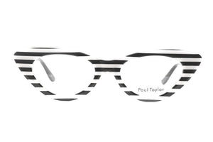 A1 Horizontal Black & White Striped FRONT with Black TEMPLES