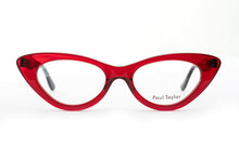 Load image into Gallery viewer, AUDREY Optical Glasses C93 Transparent Blood Red FRONT with Burgundy Golden Black Leopard TEMPLES - Paul Taylor Eyewear
