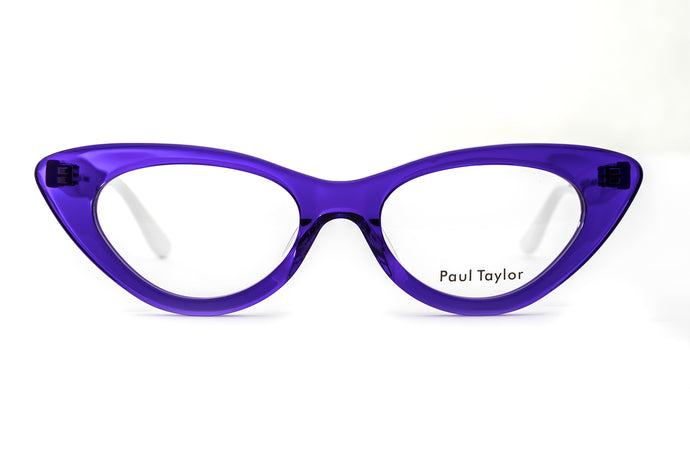 AUDREY Optical Glasses Z8 Purple FRONT with Stark White TEMPLES - Paul Taylor Eyewear