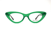 Load image into Gallery viewer, AUDREY Optical Glasses Frames B23 Bright Transparent Green FRONT with Green Leopard TEMPLES - Paul Taylor Eyewear
