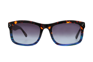 Z2H Dark Tortoiseshell split to Blue Block Patterned FRONT with Tortoiseshell TEMPLES