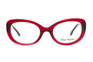 C93 Transparent Blood Red FRONT with Burgundy Golden Black Leopard TEMPLES