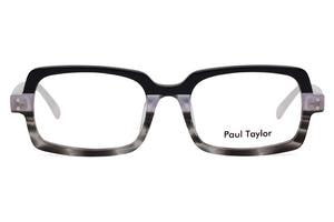Y101 Black Cream White to Grey Fade FRONT with Opaque Cream White TEMPLES