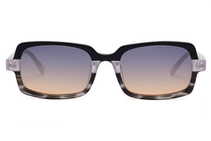 Y101 Black Cream White to Grey Fade FRONT with Opaque Cream White TEMPLES