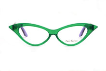 Load image into Gallery viewer, DORIS Optical Glasses B27P Bright Transparent Green FRONT with Deep Purple TEMPLES - Paul Taylor Eyewear
