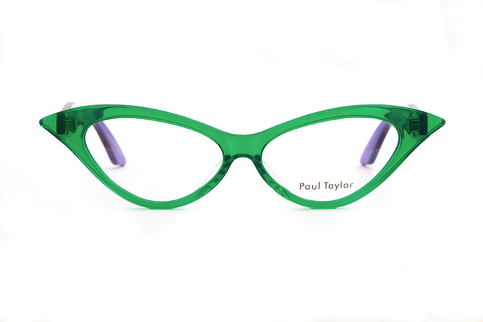 DORIS Optical Glasses B27P Bright Transparent Green FRONT with Deep Purple TEMPLES - Paul Taylor Eyewear