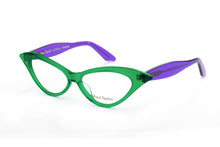 Load image into Gallery viewer, DORIS Optical Glasses B27P Bright Transparent Green FRONT with Deep Purple TEMPLES - Paul Taylor Eyewear
