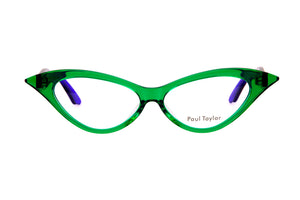 B27P Bright Transparent Green FRONT with Deep Purple TEMPLES