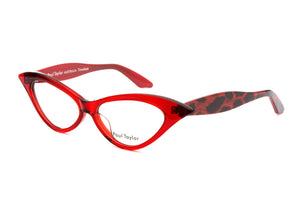CB11 Bright Transparent Red with Red Black Sparkle Leopard TEMPLES