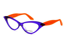 Load image into Gallery viewer, DORIS Optical Glasses DJ Purple FRONT with Transparent Orange TEMPLES - Paul Taylor Eyewear
