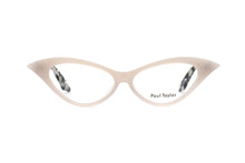 Load image into Gallery viewer,  DORIS Optical Glasses E6H Warm White FRONT with Black White &amp; Crystal Fleck TEMPLES - Paul Taylor Eyewear

