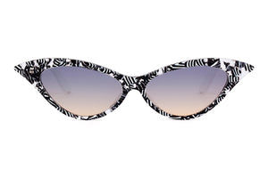 J74/W Black White & Crystal Pattern FRONT with White TEMPLES... HAS MORE VARIANCE IN THE ACETATE PATTERN