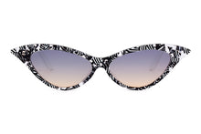 Load image into Gallery viewer, DORIS Sunglasses J74/W Black, White &amp; Crystal Pattern FRONT with White TEMPLES - Paul Taylor Eyewear
