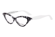 Load image into Gallery viewer, DORIS Optical Glasses J74/W Black, White &amp; Crystal Pattern FRONT with White TEMPLES - Paul Taylor Eyewear
