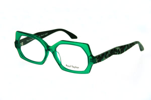 B23 Bright Transparent Green FRONT with Green Leopard TEMPLES