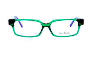 B27P Bright Transparent Green FRONT with Deep Purple TEMPLES