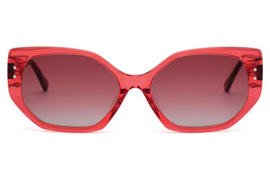 A33 Transparent Watermelon FRONT with Ruby Tan Mustard & Chocolate Tortoiseshell TEMPLES