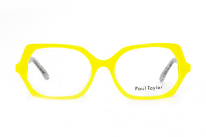 E62 Canary Yellow FRONT with Black & White Patterned underlay TEMPLES