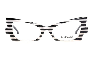 A1 Black & White Striped FRONT with Black TEMPLES