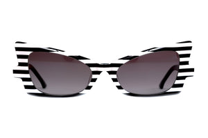 A1 POLARISED Black & White Striped FRONT with Black TEMPLES