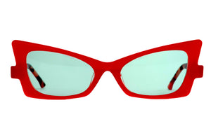 Y68L Warm Red and a hint of sparkled FRONT with Maroon Plum Tortoiseshell TEMPLES
