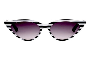 A1 Horizontal Black & White Striped FRONT with Black TEMPLES
