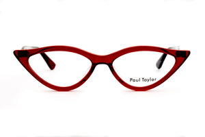 C93 Transparent Blood Red FRONT with Burgundy Golden Black Leopard TEMPLES