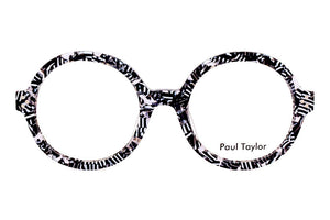 J74/W Black White & Crystal patterned FRONT with White TEMPLES....HAS MORE VARIANCE IN THE ACETATE PATTERN
