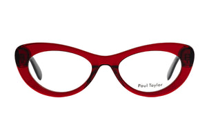 C93 Transparent Blood Red FRONT with Burgundy Golden Black Leopard TEMPLES
