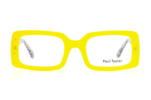 E62 Canary Yellow FRONT with Black & White Patterned underlay TEMPLES