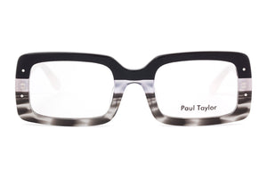 Y101 Black Cream White to Grey Fade FRONT with Opaque Cream White TEMPLES