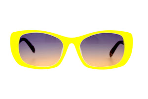 E62 Canary Yellow FRONT with Black & White Patterned underlay TEMPLES
