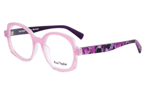 A15 Soft Pink fade FRONT with a mottled multi coloured Hot Pink Purple Mauve & Black TEMPLES