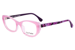 A15 Soft Pink fade FRONT with a mottled multi coloured Hot Pink Purple Mauve & Black TEMPLES