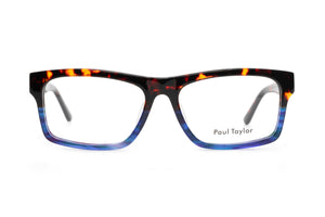 Z2H Dark Tortoiseshell split to Blue Block Patterned FRONT with Tortoiseshell TEMPLES