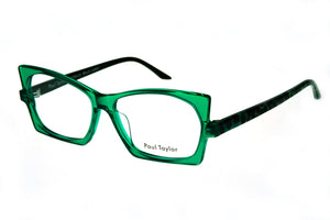 B23 Bright Transparent Green FRONT with Green Leopard TEMPLES