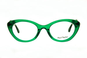 B23 Bright Transparent Green FRONT with Green Leopard TEMPLES
