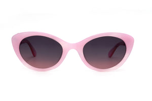 ZA71 POLARISED Soft Pink Swirl Pattern FRONT with Hot Pink TEMPLES
