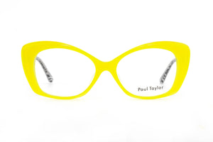 E62 Canary Yellow FRONT with Black & White Patterned underlay TEMPLES
