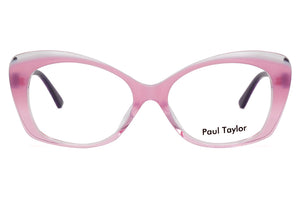 A15 Soft Pink fade FRONT with a mottled multi coloured Hot Pink Purple Mauve & Black TEMPLES
