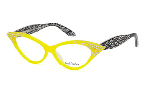 LAST PAIR!!! E62 Canary Yellow FRONT with Black and B&W patterned underlay TEMPLES