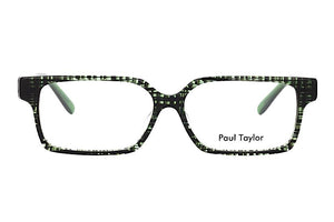 J315 Green Black Crystal fleck patterned FRONT with Bottle Green TEMPLES