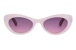Z35 Shiny Soft Pink FRONT with Maroon Plum TEMPLES  Rose Graduated Sun Lenses