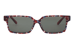 MY3 Red Blue Crystal fleck patterned FRONT with Red TEMPLES