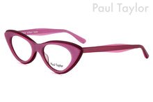 Load image into Gallery viewer, AUDREY Optical Glasses Frames 56BY 40’s Pink with 40’s Burgundy UNDERLAY - Paul Taylor Eyewear
