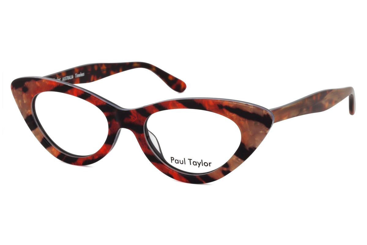 AUDREY Optical Glasses Frames K4B Multicoloured Tiger FRONT with Golden Marble & Tortoiseshell Underlay TEMPLES